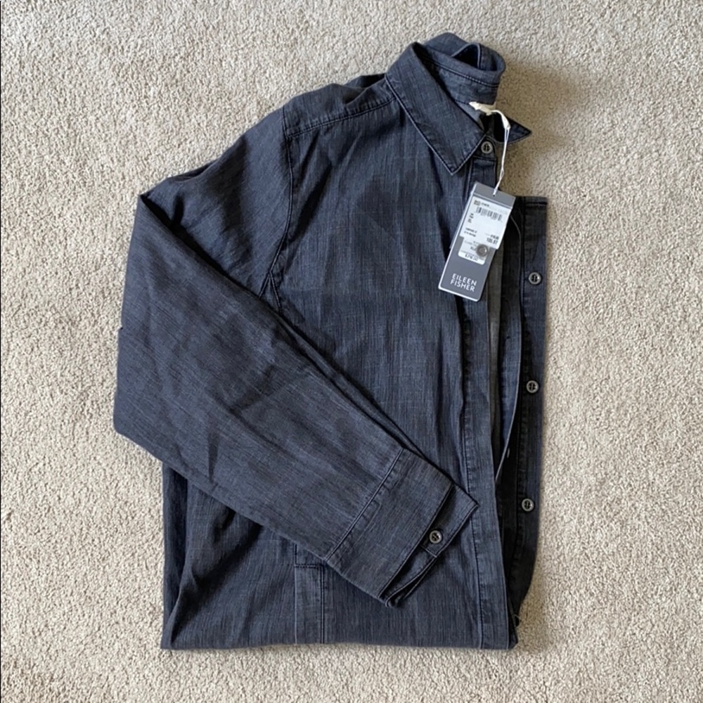 Eileen Fisher Black Chambray Shift Dress — NWT